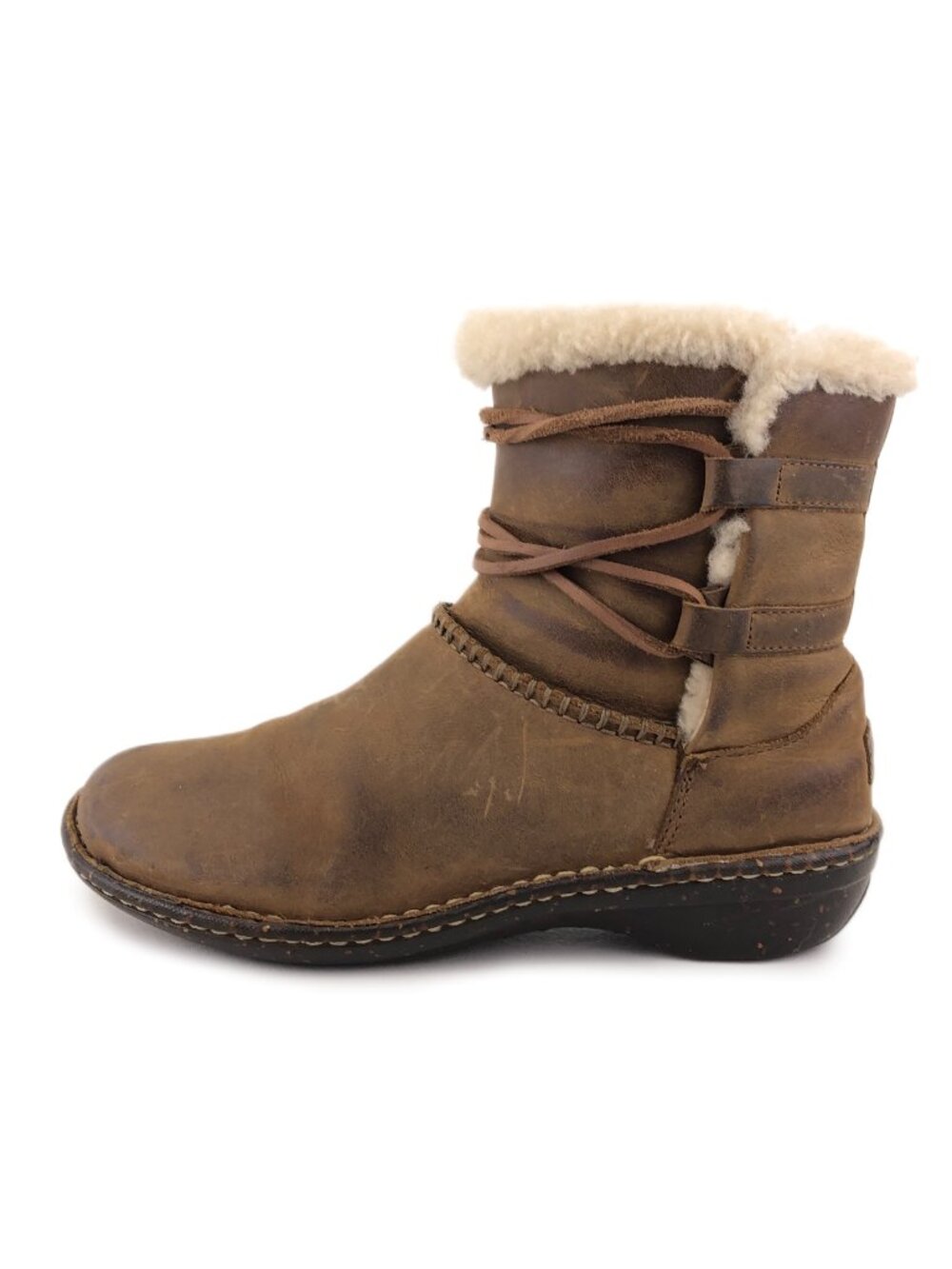UGG Caspia Brown Leather Winter Ankle Boots 8